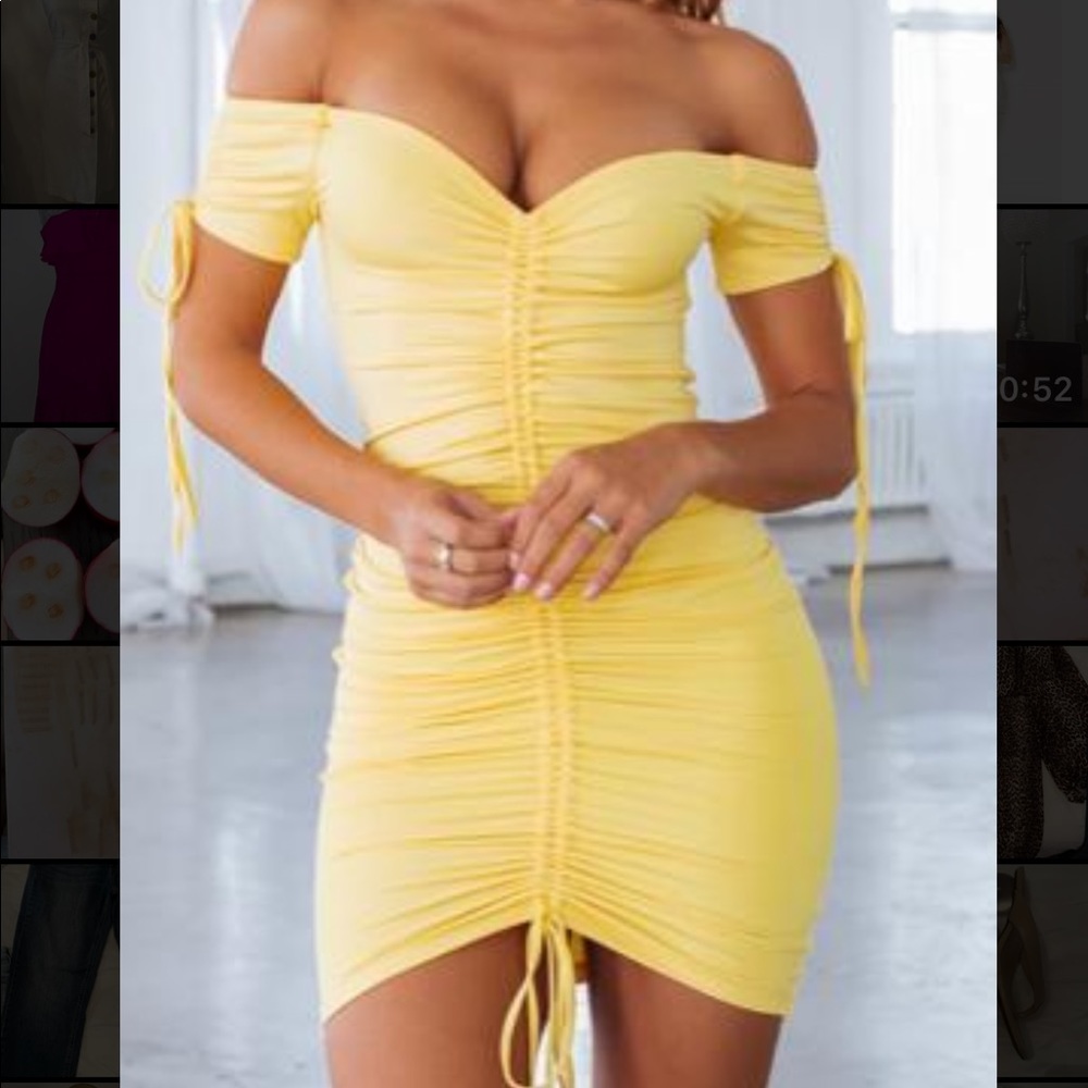 Yellow bodycon mini dress